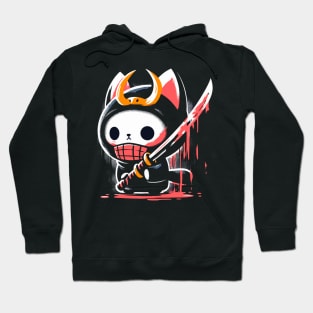 Cat samurai kawaii horror Hoodie